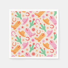 Servilleta De Papel Groovy Cowgirl Boots y patrón de Gorras con Cactus