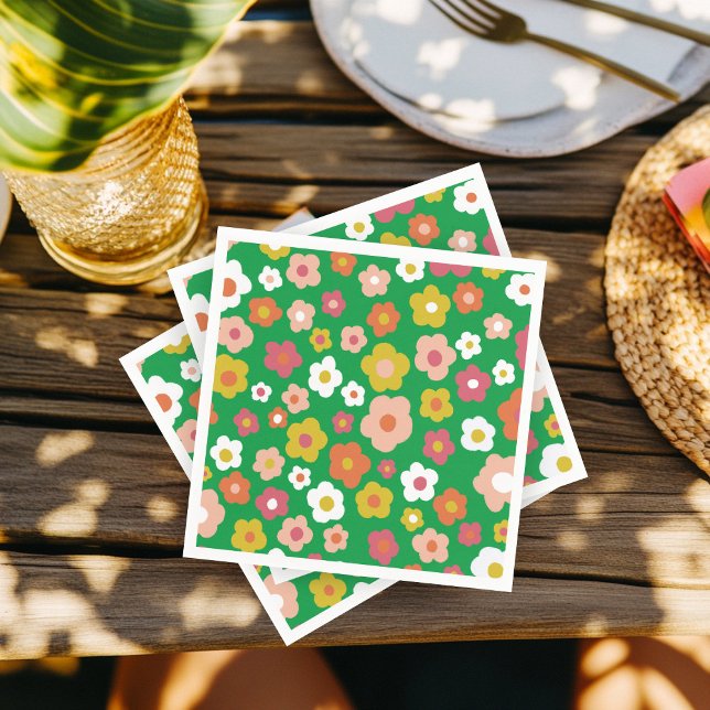 Servilleta De Papel Groovy Daisies PERSONALIZADO del partido Floral BI (Groovy Daisies Floral BIRTHDAY PARTY CUSTOM Napkins
)