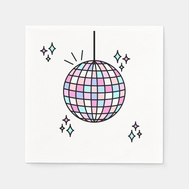 Servilleta De Papel Groovy Disco Ball Cumpleaños (Anverso)