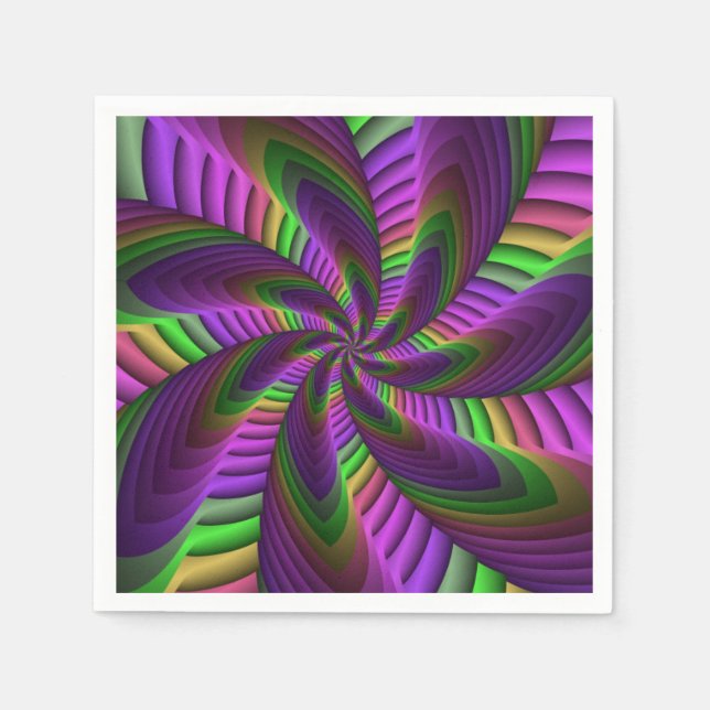 Servilleta De Papel Groovy Energetic Colorful Neon Fractal (Anverso)