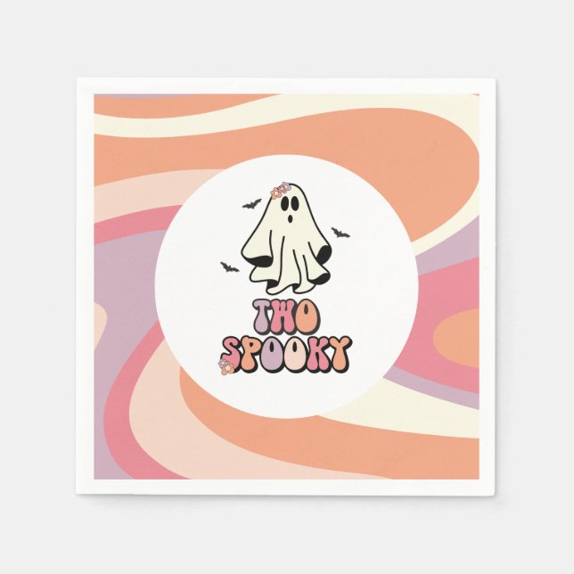 Servilleta De Papel Groovy Fantasma retro Halloween Dos Cumpleaños Esp (Anverso)
