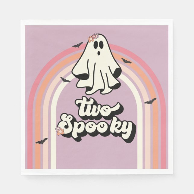 Servilleta De Papel Groovy Fantasma retro Halloween Dos Cumpleaños Esp (Anverso)