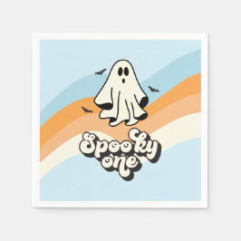 Servilleta De Papel Groovy Fantasma retro Halloween Espeluznante Azul