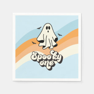 Servilleta De Papel Groovy Fantasma retro Halloween Espeluznante Azul