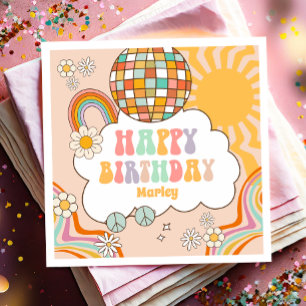 Servilleta De Papel Groovy Fiesta Retro Hippie cumpleaños arcoiris 70