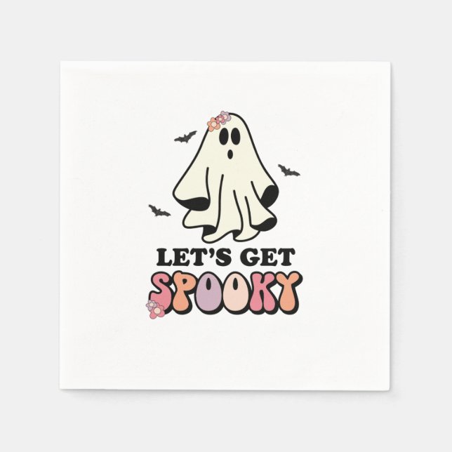 Servilleta De Papel groovy Ghost retro Halloween Cumpleaños (Anverso)