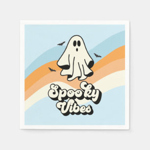 Servilleta De Papel groovy Ghost retro Halloween Spooky Vibes Blue