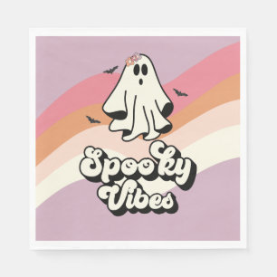 Servilleta De Papel groovy Ghost retro Halloween Spooky Vibes Cumpleañ