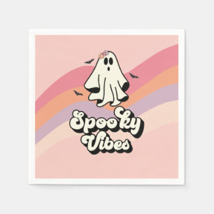 Servilleta De Papel groovy Ghost retro Halloween Spooky Vibes Cumpleañ