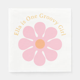 Servilleta De Papel Groovy Hippie de flor retro cumpleaños 60