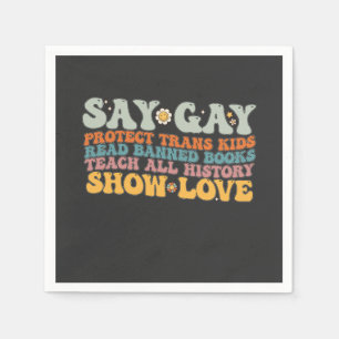 Servilleta De Papel Groovy LGBT dice Gay Protect Trans Kids Leer libro