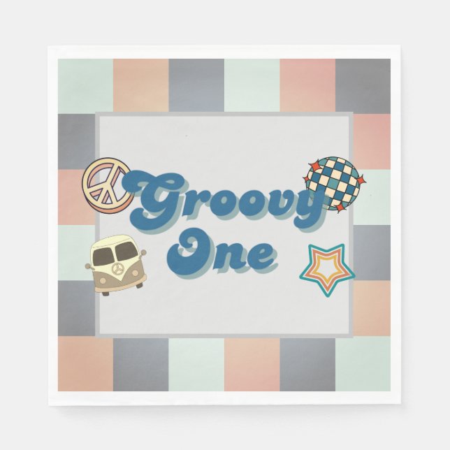 Servilleta De Papel Groovy One Boys Papel de cumpleaños Napkin (Anverso)