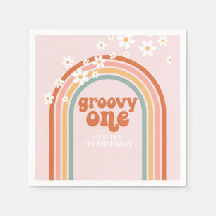 Servilleta De Papel Groovy One margarita boho floral arcoíris cumpleañ