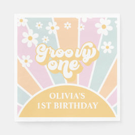 Servilleta De Papel Groovy One pastel Retro Sunshine daisy boho