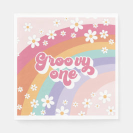 Servilleta De Papel Groovy One Retro Arcoíris 1er Cumpleaños