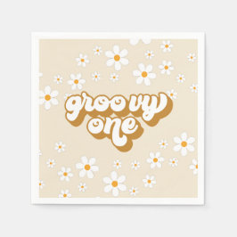 Servilleta De Papel Groovy One Retro Daisy 1er Cumpleaños