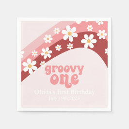 Servilleta De Papel Groovy One Retro margarita boho floral primer cump