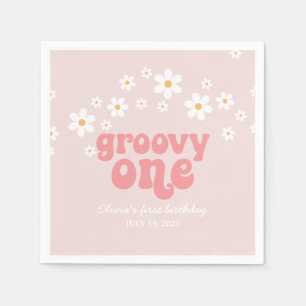 Servilleta De Papel Groovy One Retro margarita boho floral primer cump