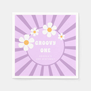 Servilleta De Papel Groovy One Retro Sunshine Chica segundo cumpleaños