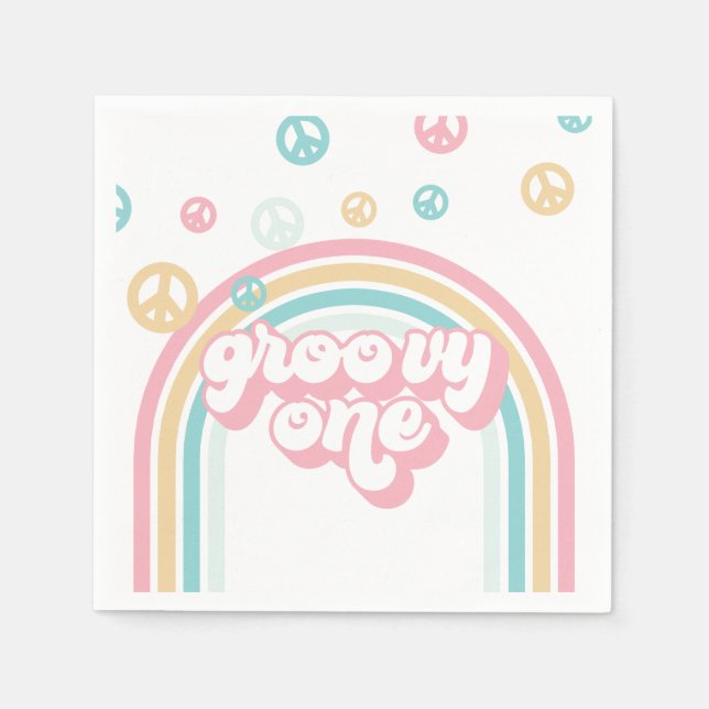 Servilleta De Papel Groovy One Retro Verano Arcoíris (Anverso)