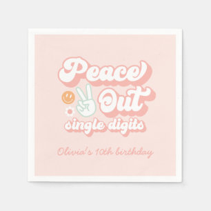 Servilleta De Papel Groovy Peace Out Dígitos únicos 10 cumpleaños
