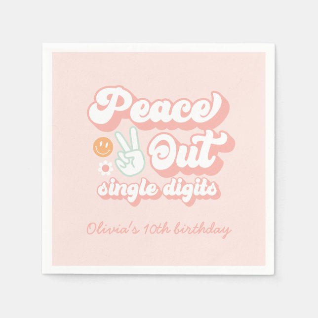 Servilleta De Papel Groovy Peace Out Dígitos únicos 10 cumpleaños (Anverso)