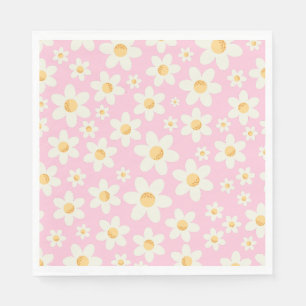 Servilleta De Papel Groovy Pink Daisy Napkins Nápoles de cumpleaños - 