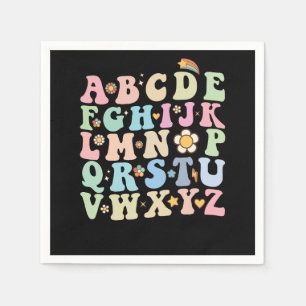 Servilleta De Papel Groovy Pre K Kindergarten Alphabet ABC Retro
