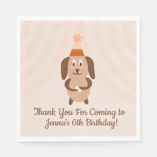 Servilleta De Papel Groovy Puppy Birthday Party (Anverso)