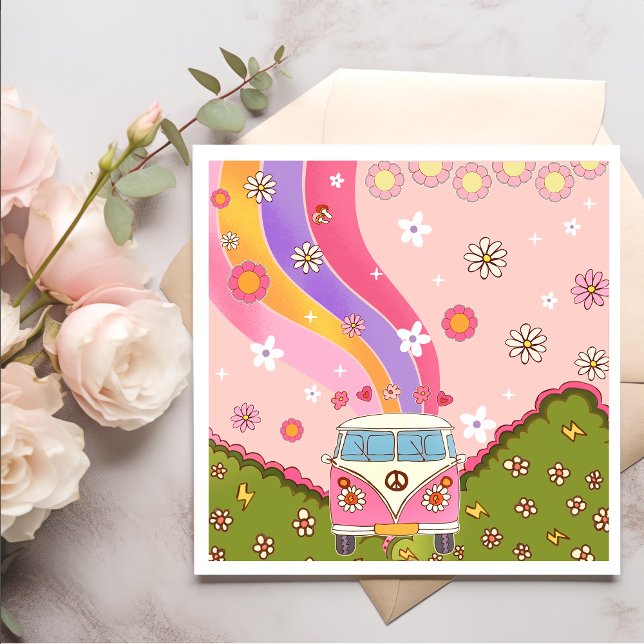 Servilleta De Papel Groovy Rainbow Retro Birday Party (Subido por el creador)