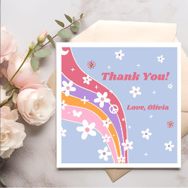 Servilleta De Papel Groovy Rainbow Retro Nápoles de fiesta de cumpleañ