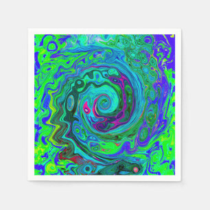 Servilleta De Papel Groovy Resumen Swirl Retro Verde y Azul