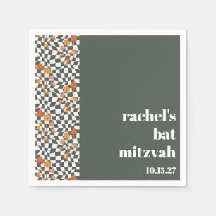 Servilleta De Papel Groovy Retro Green Mushrooms Personalizado Bat Mit