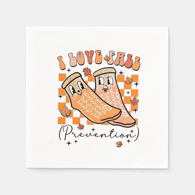 Servilleta De Papel Groovy Retro I Love Fall Prevention Funny (Anverso)