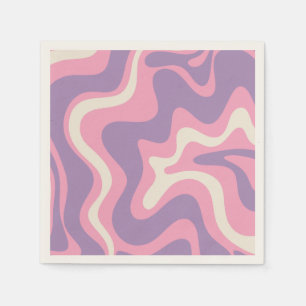 Servilleta De Papel Groovy Retro Liquidado Abstract Púrpura Rosa