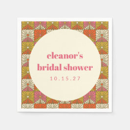 Servilleta De Papel Groovy Retro Naranja Botánico Despedida de Soltera