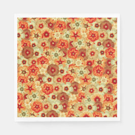 Servilleta De Papel Groovy Retro Naranja Hippie FlowPattern
