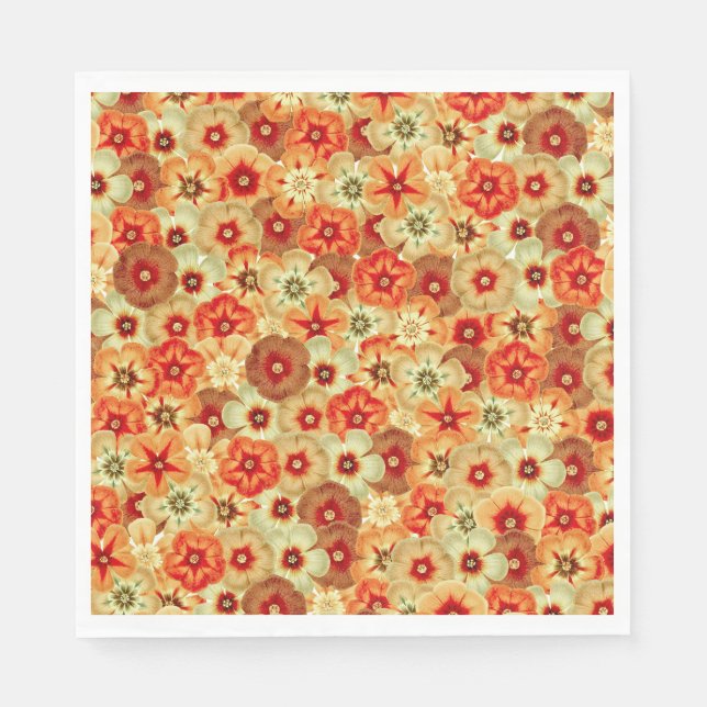 Servilleta De Papel Groovy Retro Naranja Hippie FlowPattern (Anverso)