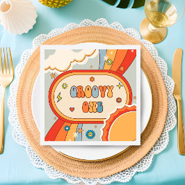 Servilleta De Papel Groovy Retro Rainbow Birday Party Napkins