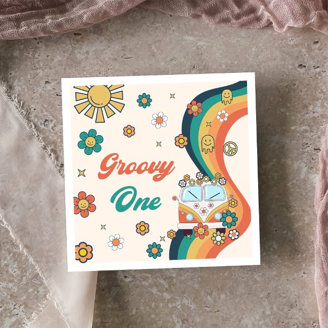 Servilleta De Papel Groovy Retro Rainbow Birday Party Napkins (Subido por el creador)