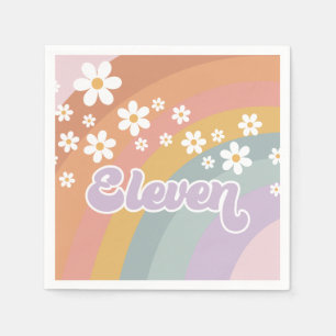 Servilleta De Papel Groovy Retro Rainbow Undécimo cumpleaños