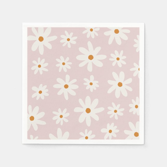 Servilleta De Papel Groovy Retro Rubor Pink Daisy (Anverso)