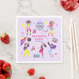 Servilleta De Papel Groovy Roller Disco Fiesta Morada Retro Millennial