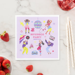 Servilleta De Papel Groovy Roller Disco Fiesta Morada Retro Millennial