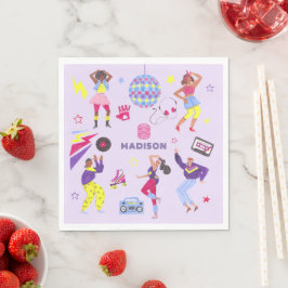 Servilleta De Papel Groovy Roller Disco Fiesta Retro Discoball de los 