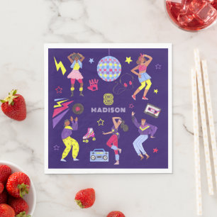 Servilleta De Papel Groovy Roller Disco Party Retro Discoball 80s