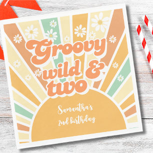 Servilleta De Papel Groovy salvaje y dos niños del sol retro cumpleaño