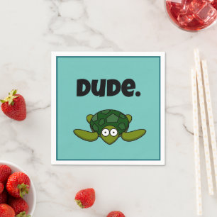 Servilleta De Papel Groovy Sea Turtle Personalizado, Funny Ocean "Dude