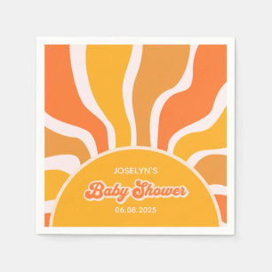 Servilleta De Papel Groovy Sunshine Retro 60 Hippie Baby Shower