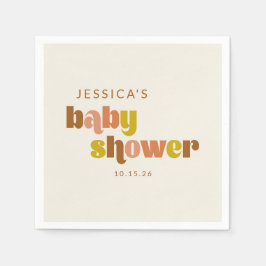 Servilleta De Papel Groovy Terracotta Peach Retro Personalizado Baby S